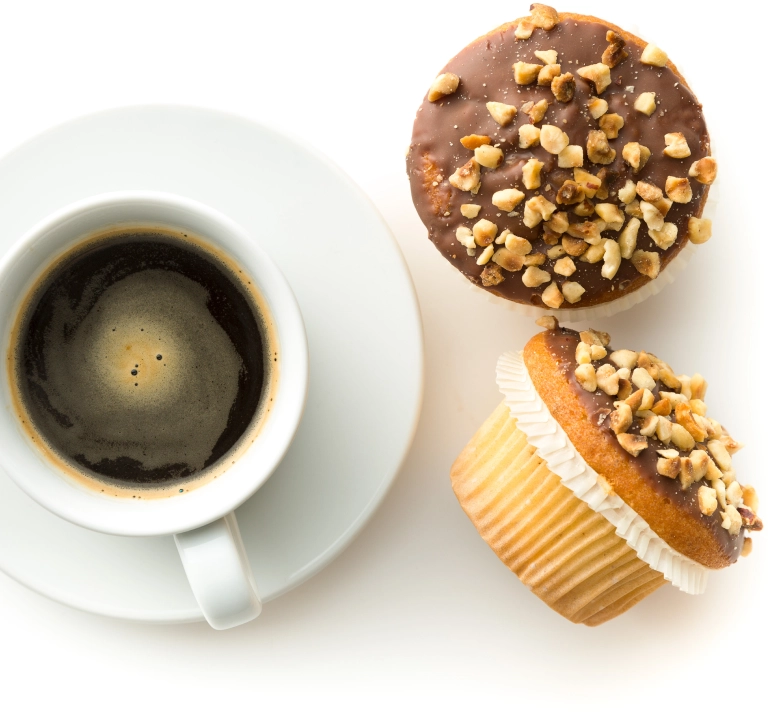 Coffee and hazelnut chocolate muffins.