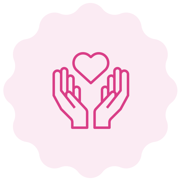 A pink and gray circular pattern on black background.